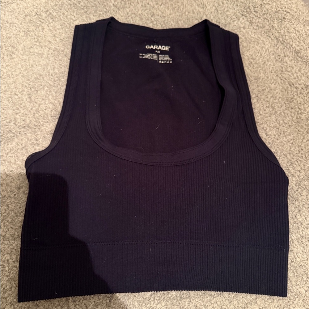 Garage Navy Ribbed Tank Top